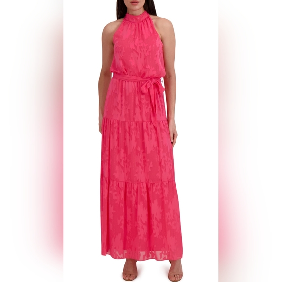 Julia Jordan Floral Sleeveless Tiered Maxi Dress In Pink - Picture 1 of 13